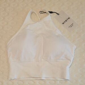 NVGTN White Halter Sports Top